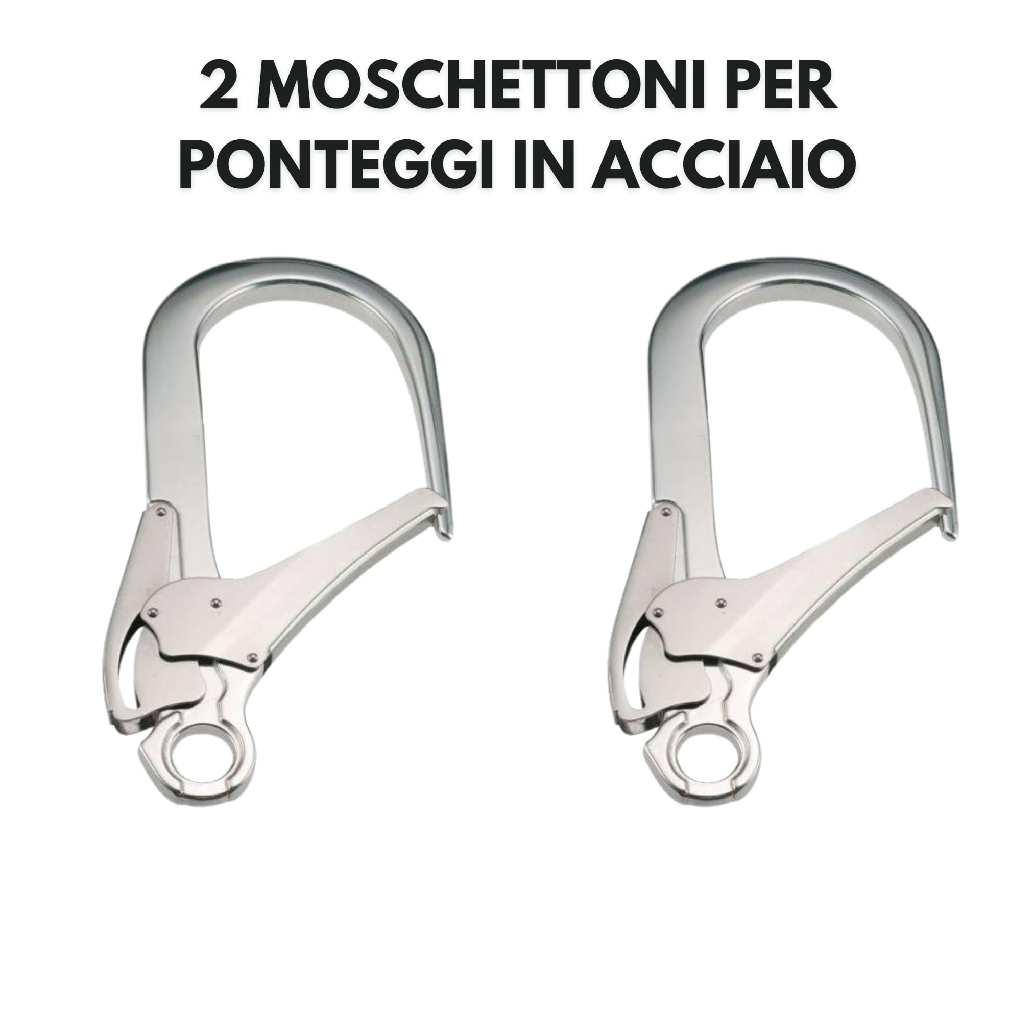 Cordino a Forcella a Vite in Acciaio con Assorbitore Energia, Sicurezza per Ponteggi con 2 Moschettoni Apertura 55 mm