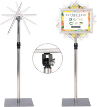 A4 Poster Stand, Espositore da Pavimento, Supporto Poster/Menù per Pubblicità da Terra, Girevole a 360 Gradi, Regolabile in Altezza (Argento A4)