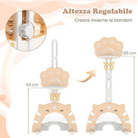 3 in 1 Canestro da Basket per Bambini, con Canestro Calcio e Golf, Cerchio Rimovibile e Pieghevole, Set da Gioco Regolabile per Interno ed Esterno, 3 Anni+ (Moca)