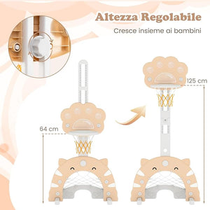 3 in 1 Canestro da Basket per Bambini, con Canestro Calcio e Golf, Cerchio Rimovibile e Pieghevole, Set da Gioco Regolabile per Interno ed Esterno, 3 Anni+ (Moca)