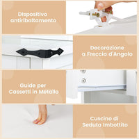 Toeletta da Trucco con Luci LED a 3 Colori Luminosit¨¤ Regolabile, Tavolo da Trucco con Specchio Scorrevole e Piano di Vetro, Postazione Trucco con 4 Cassetti e Ripiani Regolabili, Bianco