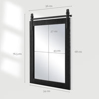 Specchio da Parete 76,5 x 56 cm, Specchio Rettangolare con Cornice in Legno e Staffa in Metallo, Specchio da Bagno Corridoio Soggiorno, Bianco (Nero)