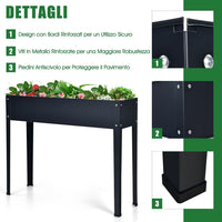 Fioriera Rialzata da Giardino, Piantatore Aiuola a Cassetta, da Esterno ed Interno, Acciaio Galvanizzato (100x30x80cm-Grigio)