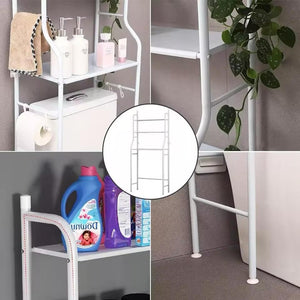 Mobile Salvaspazio per Lavatrice con 3 Ripiani Anti-Ribaltamento, Scaffale Organizer per Bagno e Lavanderia