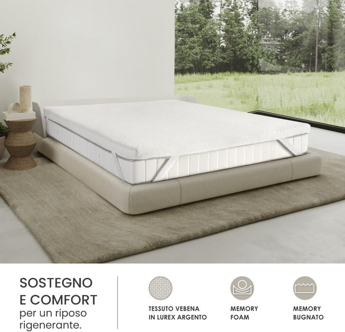 Topper Matrimoniale 160x190, Memory Foam, Regolatore di rigiditÃ , Correttore, Alto 6 cm, Sfoderabile, 100% Made in Italy