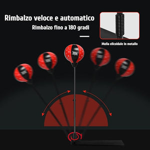 Punching Ball per Bambini e Adulti, Pungiball con Guanti e Pompa Manuale, Sacco da Boxe da Terra Altezza Regolabile 85-130cm