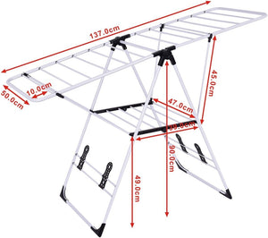 Stendibiancheria Pieghevole, Stendibiancheria da Pavimento in Acciaio Inossidabile, Robusta e Stabile, 137x56x124 cm