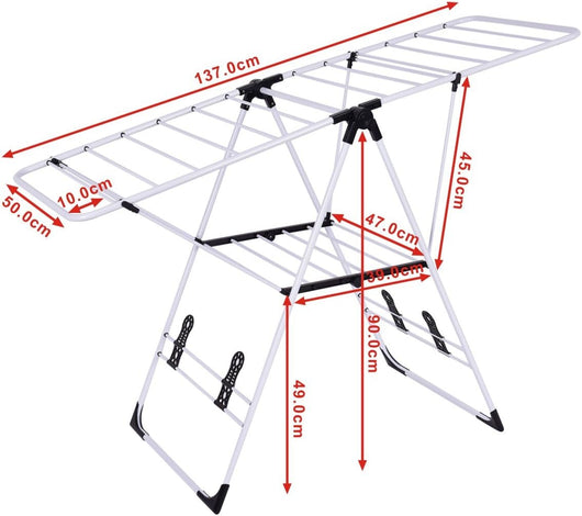 Stendibiancheria Pieghevole, Stendibiancheria da Pavimento in Acciaio Inossidabile, Robusta e Stabile, 137x56x124 cm