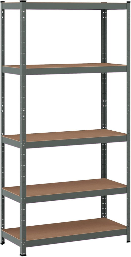 Scaffale con 5 Livelli, Scaffale per Garage Resistente con Altezza Mensole Regolabile, Capacità di Peso Totale 875 kg, Senza Bulloni, Uso Versatile 90x40x180cm (Grigio)