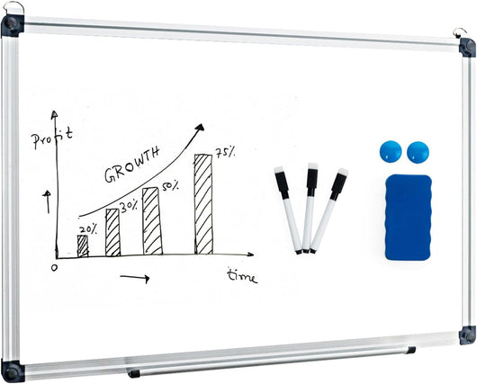 Lavagna Magnetica Bianca, Lavagna Cancellabile con Cornice in Alluminio per Scuola Casa Ufficio, Vari Dimensioni Disponibili (60 x 40 cm)