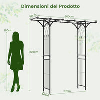 Arco da Giardino in Metallo Decorativo con Tralicci per Piante Rampicanti e Rose, Pergolato da Esterno per Prato, Cerimonia di Matrimonio