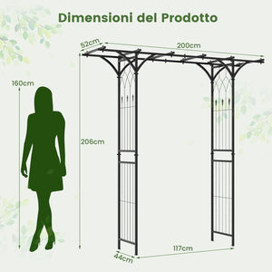 Arco da Giardino in Metallo Decorativo con Tralicci per Piante Rampicanti e Rose, Pergolato da Esterno per Prato, Cerimonia di Matrimonio