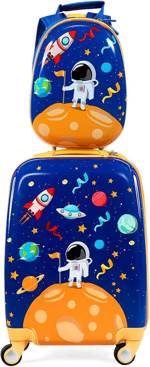Set di Valigia per Bambini, 18" Valigia+ 12" Zaino, 2 Pezzi, con Ruote Girevoli a 360° e Maniglia Retrattile, Ideale per Viaggiare in Modo Comodo e Divertente (Modello 13)