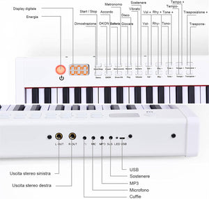 Pianoforte Digitale 88 Tasti, Tastiera Musicale Portatile con Custodia, Pianola Elettronica con 128 Ritmi e Toni, MIDI e Funzione di APP Bluetooth, per Principianti