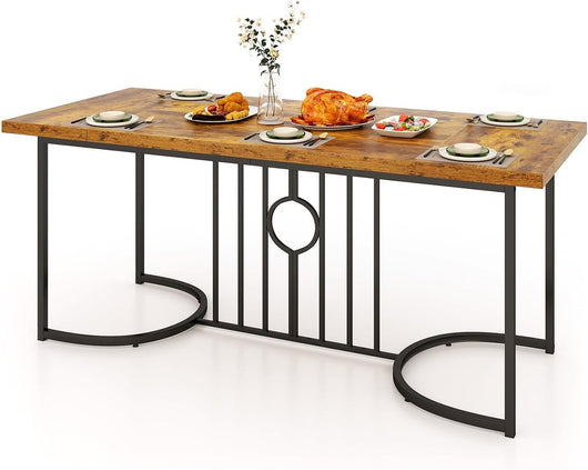 Tavolo da Pranzo 180 x 79 x 75 cm per 6-8 Persona, Tavolo Cucina Rettangolare in Legno con Struttura in Metallo, Mobile moderno per Sala da Pranzo e Ufficio, Capacità di Carico 135kg