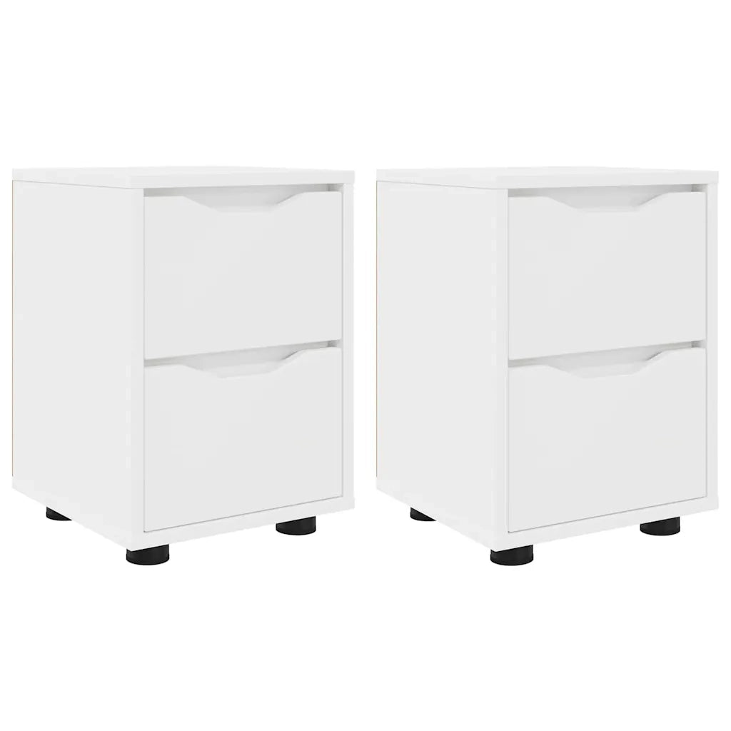 Set di 2 Comodini | Armadio da Notte | Mobiletto da notte Bianco 30,5 x 30 x 43 cm Legno multistrato