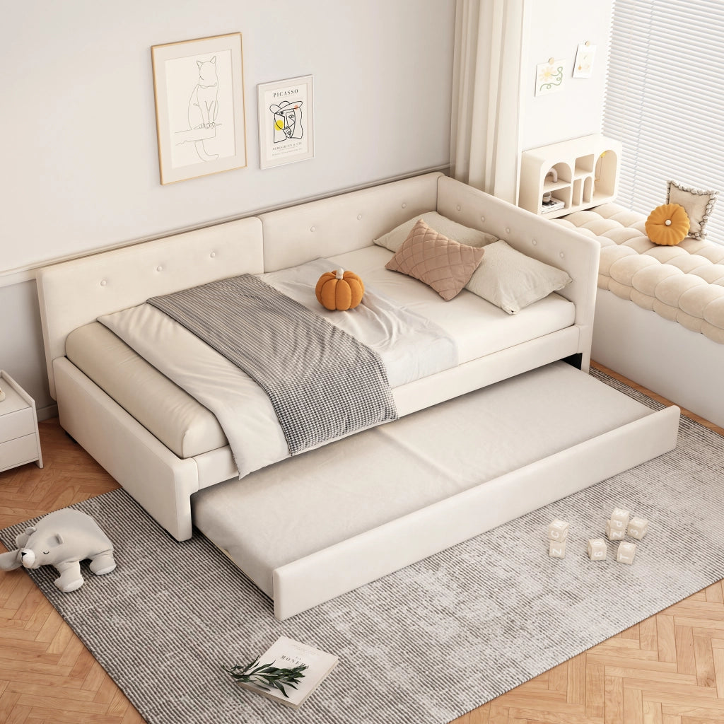 Letto singolo con roll-out in velluto 90x200 cm