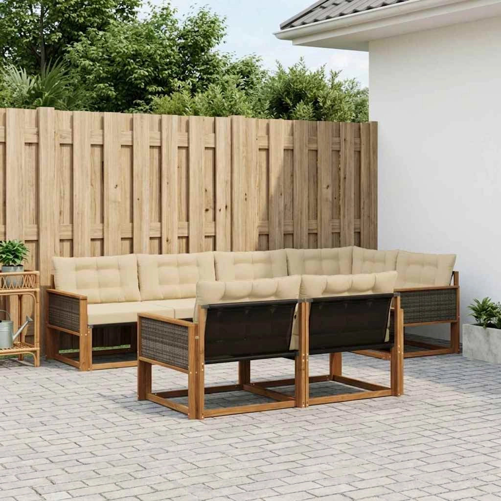 Set di divani da esterno 7 pz Naturale e Beige 3381485