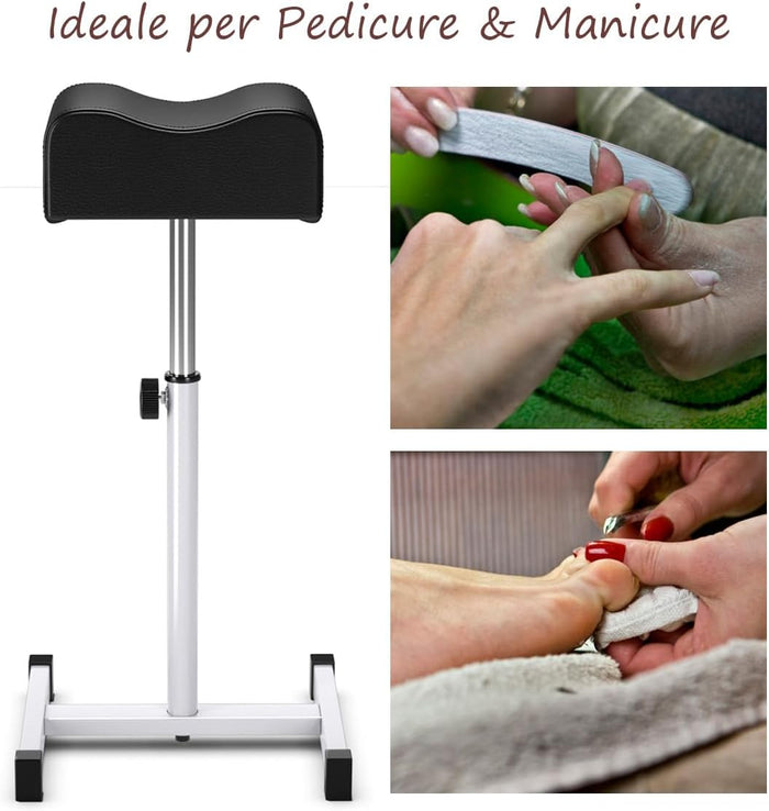 Poggiapiedi Pedicure Manicure, Sgabello Pedicure Estetista Regolabile in Altezza, Poggia Piedi per Pedicure con Cuscino Spesso (Nero)