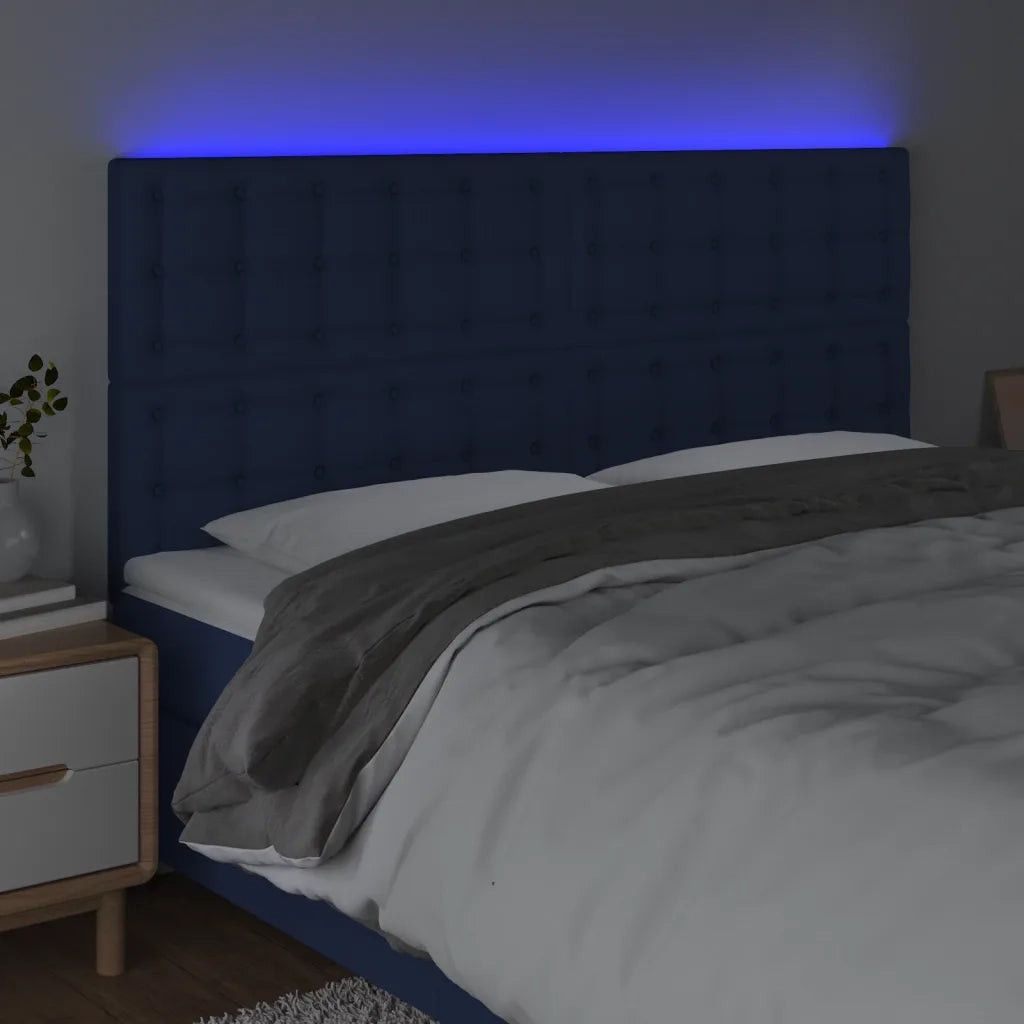 Testiera a LED Blu 180x5x118/128 cm in Tessuto 3122878