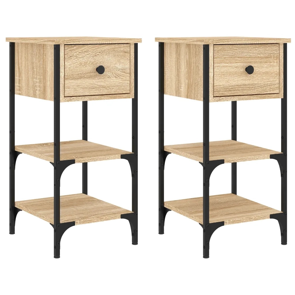 Set di 2 Comodini | Armadio da Notte | Mobiletto da notte Rovere Sonoma 34x36x70 cm in Legno Multistrato