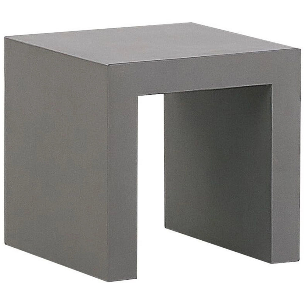 Set da Giardino con Tavolo Rotondo in Legno e 4 Sgabelli in Cemento Grigio
