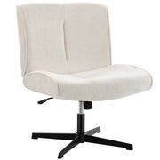 Poltrona da Salotto 63x75x82-90 cm Girevole 360° in Velluto a Goccia Senza Braccioli Crema