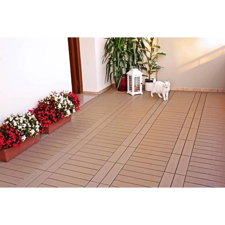 Piastrelle in Plastica con Finitura ad Effetto Legno 37,7 x 18,6 cm da Interno Esterno Colore: #4c2b11