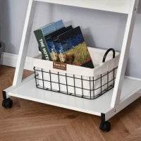 Tavolo Porta PC Classico e Salvaspazio, Piano Tastiera a Scomparsa, 4 Ruote e Ripiano Inferiore Bianco 60x48x73cm