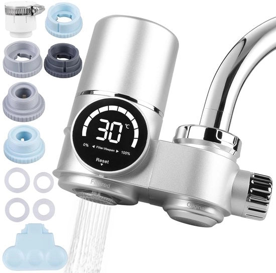 Filtro Acqua Premium - Filtro per Rubinetto - Sterilizzazione UV - 8 Stadi di Filtrazione - Materiale ABS Sicuro per l'Alimentazione - Display a LED - Filtro per Rubinetto