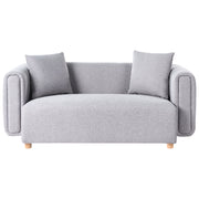 Divano a 2 posti in tessuto Grigio Gambe in legno di gomma Tessuto intrecciato Moderno