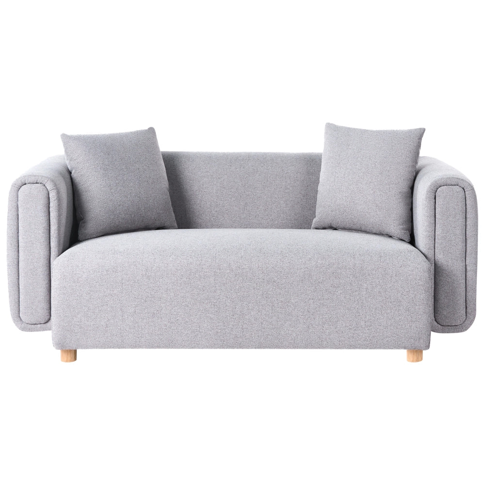 Divano a 2 posti in tessuto Grigio Gambe in legno di gomma Tessuto intrecciato Moderno