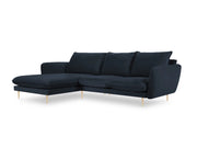 Cosmopolitan Design - Divano angolare sinistro "Vienna" 5 posti in velluto blu scuro 
