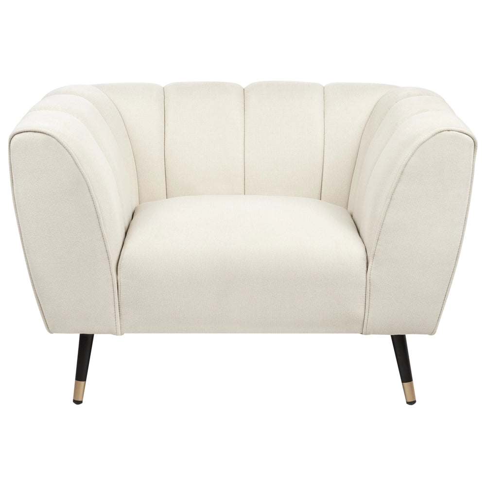 Poltrona Beige Chiaro Rivestimento in tessuto Seduta larga e profonda basso Moderno Accogliente