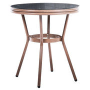 Tavolo da giardino con piano in rattan PE grigio, ø 70 cm struttura in vetro e alluminio
