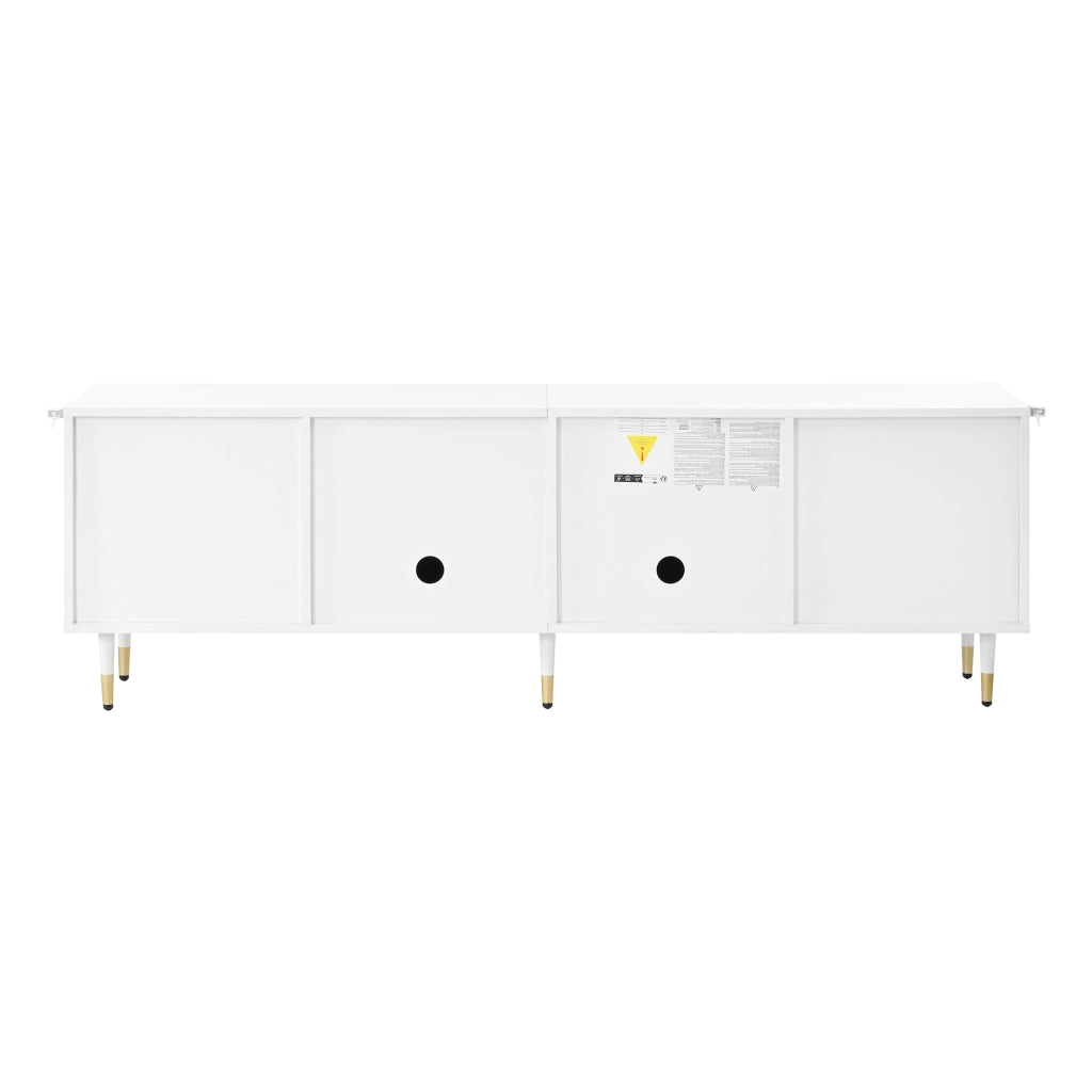 Mobile Porta TV Bianco 170 cm con 3 Ante e Cassetti; Gambe Dorate; MDF