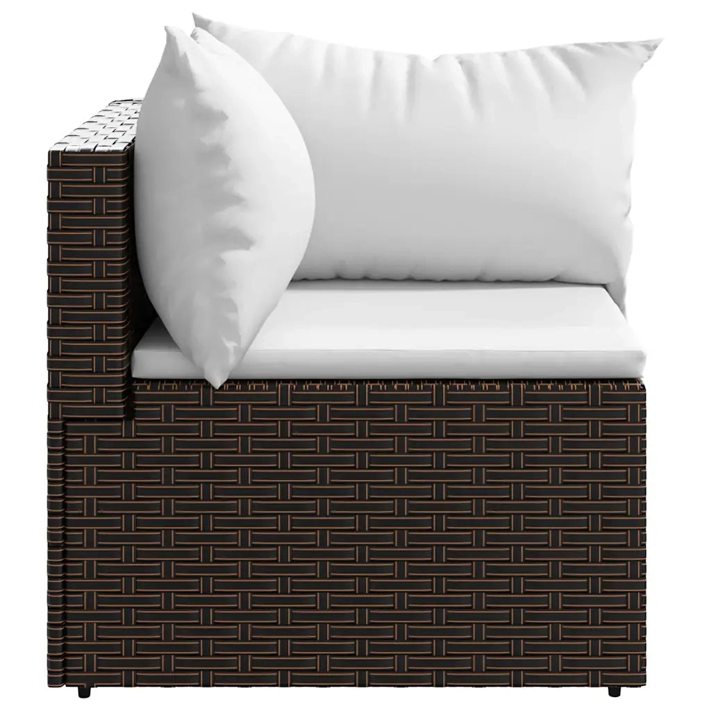 Divani Angolari da Giardino con Cuscini 2pz Polyrattan Marrone 319746