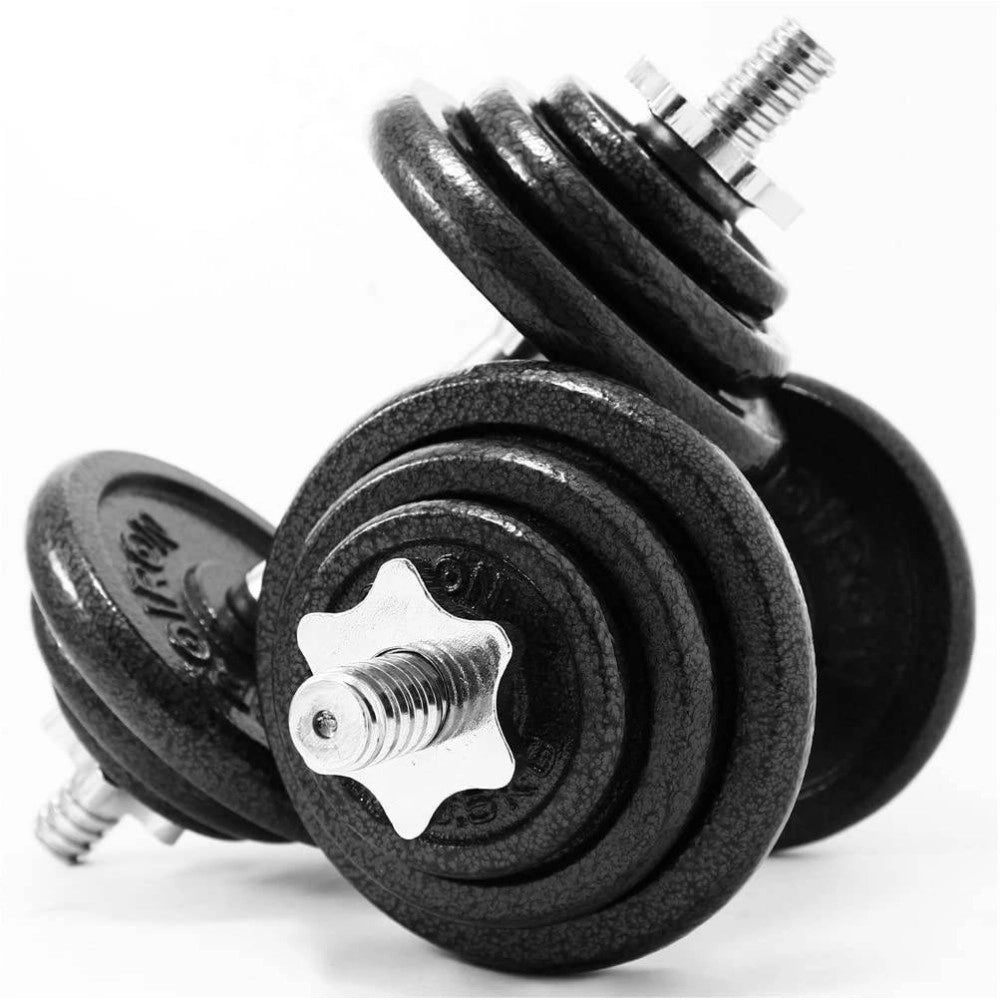 Trade Shop - Set Di Manubri Regolabili Dumbbell Bilanciere 30 Kg Tot Regolabile Body Building -