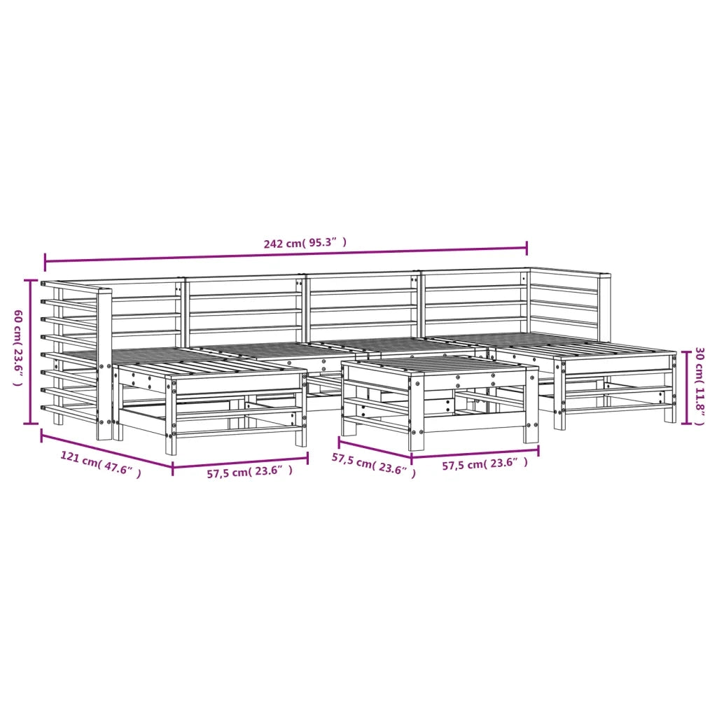 Set Salotto da Giardino 7 pz in Legno Massello di Pino 3186396