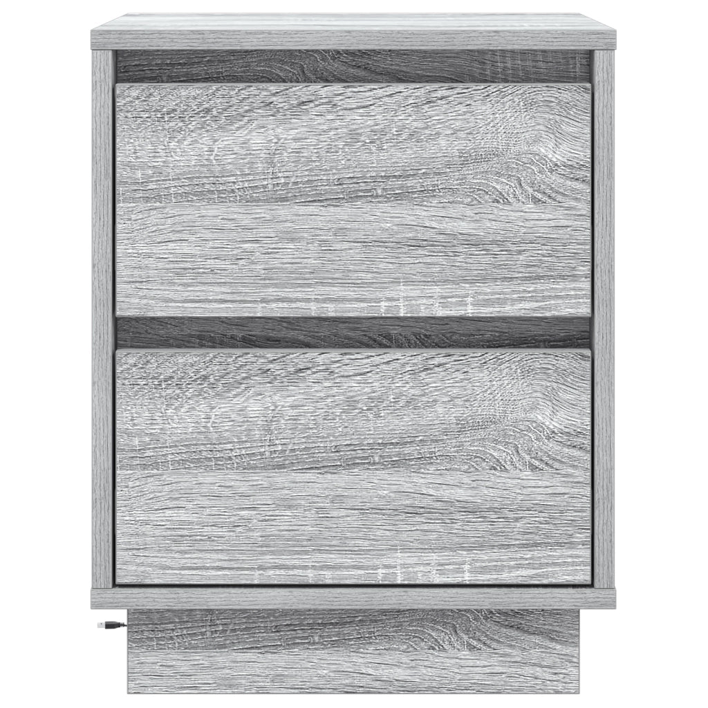 Mobiletto da Comodino con Luci LED Grigio Sonoma 39x34,5x50 cm