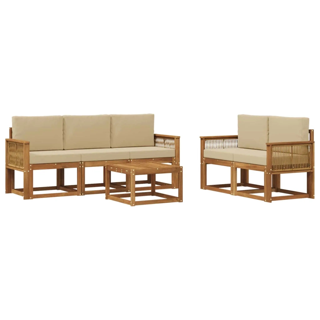 Set di divani da esterno 6 pcs Naturale e Beige Poliestere 3384999
