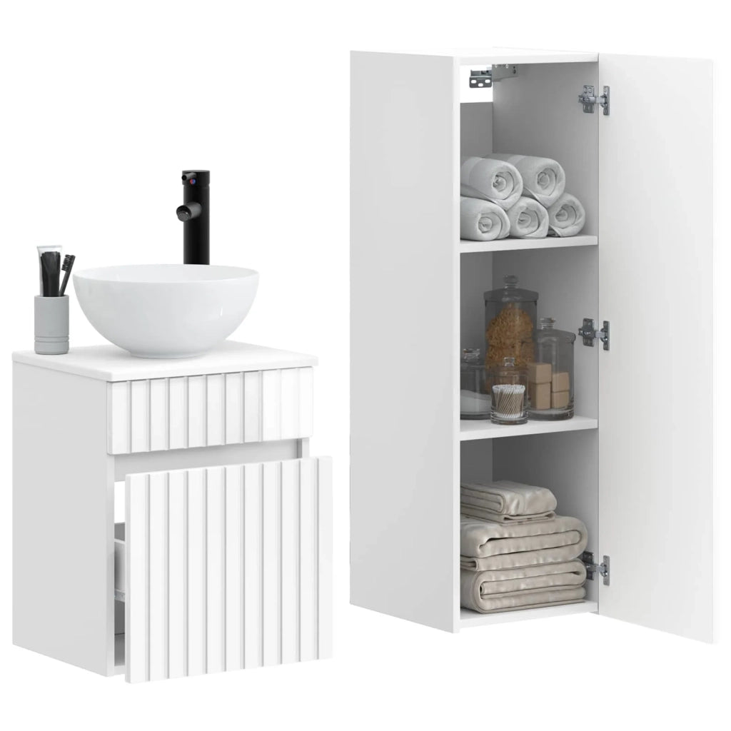 Set di mobili per il bagno 2 pz Bianco Lucido 3406137
