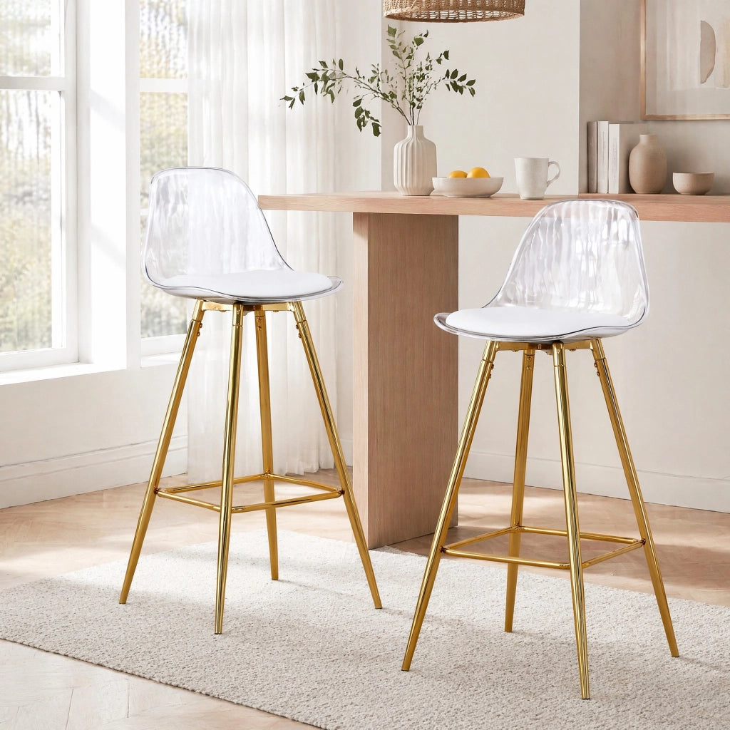 SGABELLI BAR Set da 2 pezzi Oro/Trasparente Metallo e Plastica