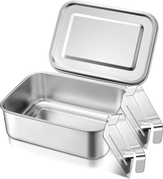 Lunchbox con Compartimenti in Acciaio Inox, 850 ml, Ideale per Campeggio, Picnic e Lavoro, Imbottito e Duraturo