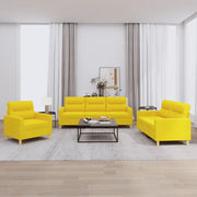 Set di Divani 3 pz con Cuscini Giallo Chiaro in Tessuto
