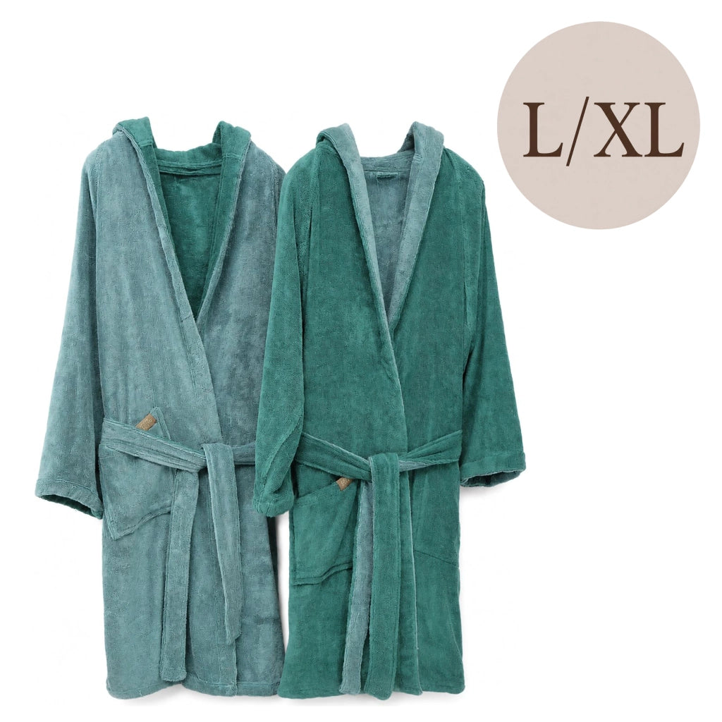 Sefane, Accappatoio 100% Cotone con Cappuccio Reversibile, Verde Acqua