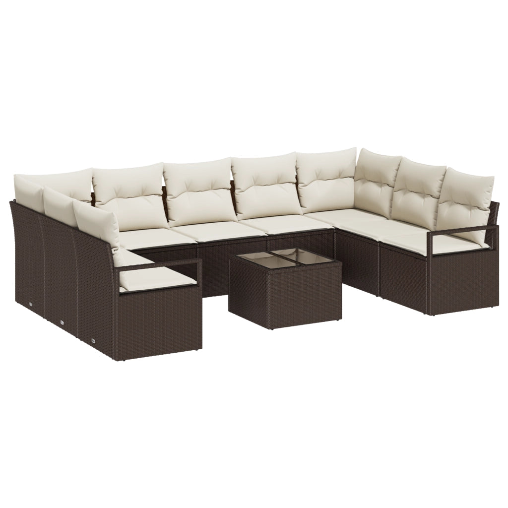 Set Divano da Giardino 9 Pezzi con Cuscini Rattan Polietilene Grigio