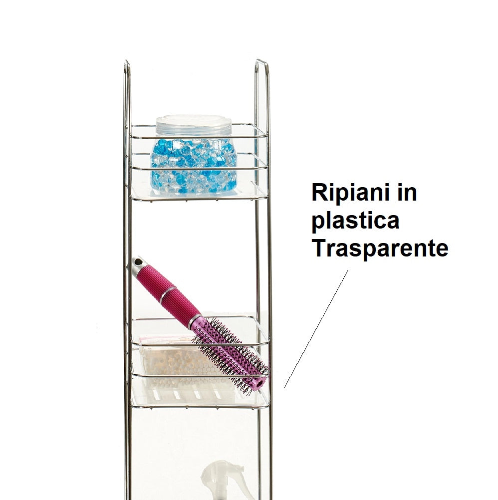 Scaffale da Bagno Porta Tutto in Acciaio 16x16 H 63cm Porta Accessori Doccia Vasca