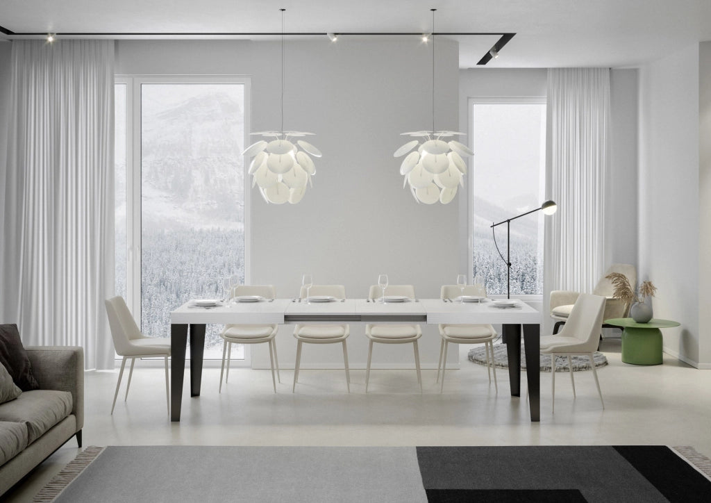 Tavolo Allungabile 200-460x90x77 cm Flame Bianco Frassino Telaio Antracite