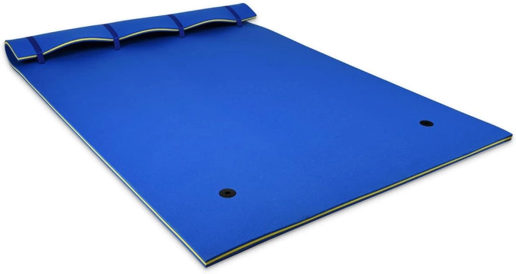 Tappeto Galleggiante per Piscina e Mare, 270 x 180 cm, Materassino Galleggiante in Schiuma per Rilassarsi e Divertirsi, Con Cuscino per la Testa (Blu 270 x 180 cm)